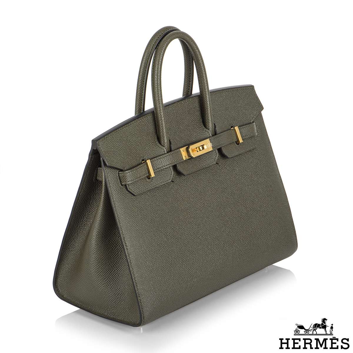 Shop Pre Owned Hermes Kelly Vert De Gris Ghw Handbag